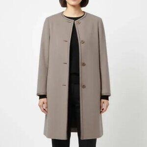 Emporio Armani taupe button front wool blend long coat taupe women's size 42 NWT